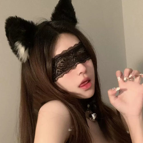 猫耳朵铃铛发箍+蕾丝项圈眼罩｜