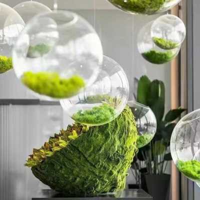 植谜造物绿植景观中庭吊挂亚克力球装置商场售楼处造景绿植摆件