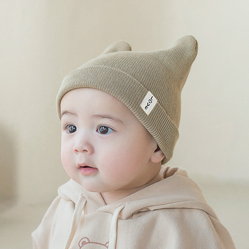 婴儿帽子秋冬季0-3岁薄款针织帽