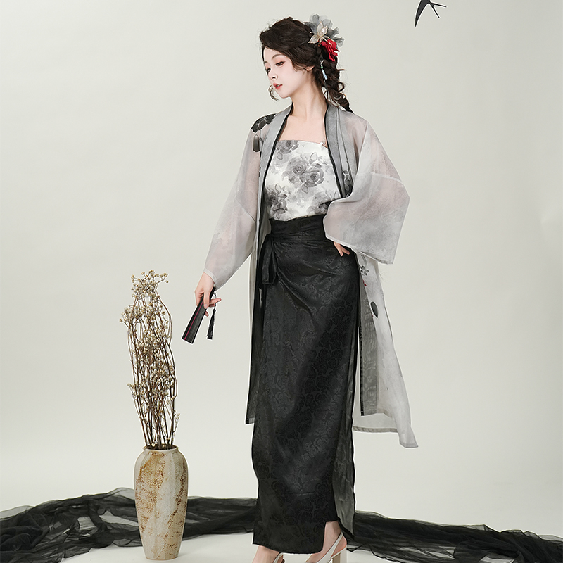 汉服夏季宋制薄款新中式日常吊带黑色红色长干寺改良日常旋裙鲁衣
