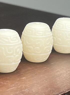 天然白菩提根雕刻回纹桶珠金刚星月配饰diy配件散珠念珠顶珠腰珠
