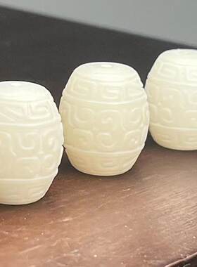 天然白菩提根雕刻回纹桶珠金刚星月配饰diy配件散珠念珠顶珠腰珠