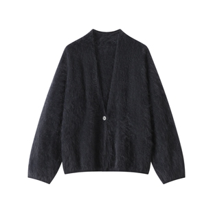 奢华拉绒100纯山羊绒一粒扣睡袍开衫外套女宽松慵懒2025秋冬新款