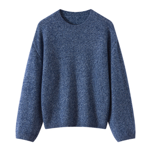 2025秋冬新款爆款桑蚕丝山羊绒衫女圆领针织衫宽松落肩慵懒风毛衣