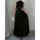 女士纯色立领百褶无袖 Stand 连衣裙 sleeveless dress pleated