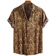 Casual 3D leopard print loose shirt  休闲3D豹纹宽松衬衫短袖
