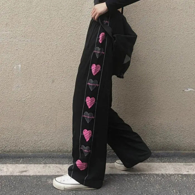 Easy-match print loose straight pants   百搭印花宽松直筒裤女