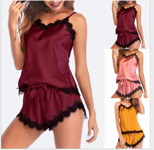 Sexy splicing sling split body pajamas  性感拼接吊带分体睡衣