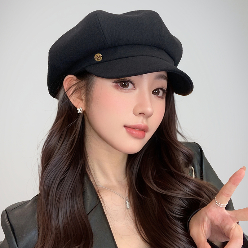 大头围气质英伦复古八角帽显脸小