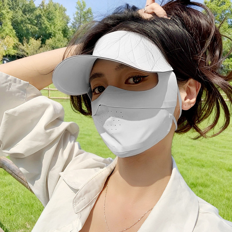 防晒帽子面罩一体女夏季户外骑行开车全脸防紫外线透气遮阳脸基尼