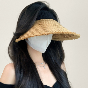 拉菲草编遮阳帽女夏季新款大帽檐空顶防晒帽防紫外线草帽太阳帽子