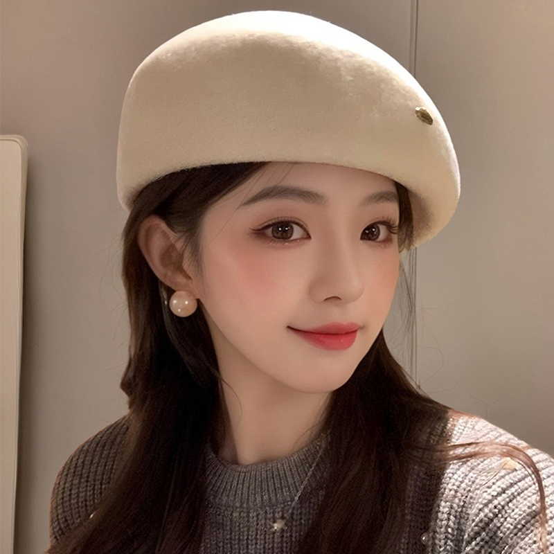 定型款精品羊毛呢复古千金贝雷帽