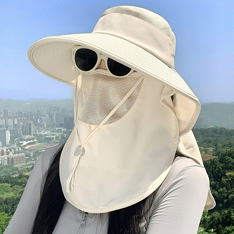 2026新款防晒面罩护颈帽子一体女夏季防紫外线大帽檐遮太阳渔夫帽