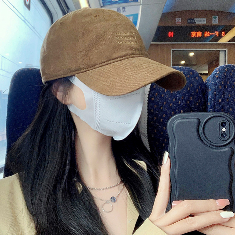 棒球帽女款2025新款复古水洗防晒鸭舌帽韩版百搭大头围遮阳帽子男