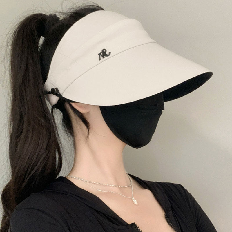 遮阳帽女防晒防紫外线2026新款夏季黑胶太阳帽可扎高马尾空顶帽子