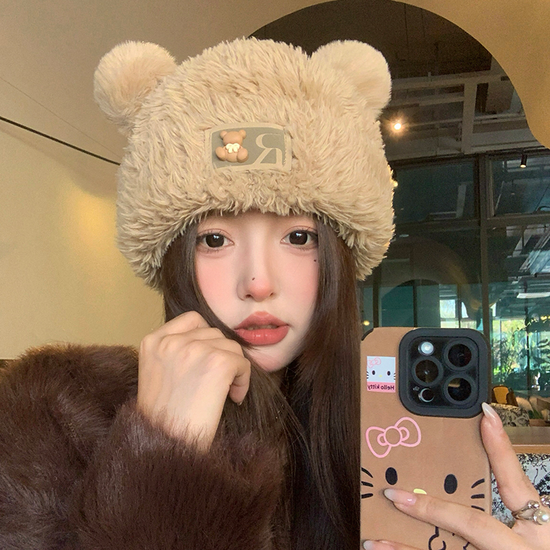 可爱毛茸茸帽冬季保暖护耳毛绒帽