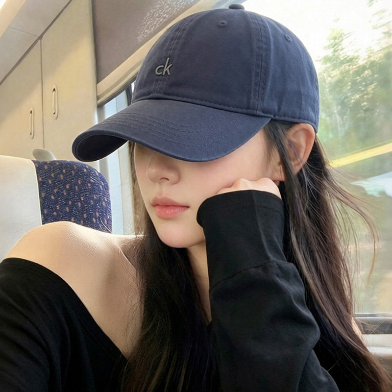 韩版深顶宽帽檐棒球帽女藏青色大脸显脸小大头围鸭舌帽方圆脸帽子