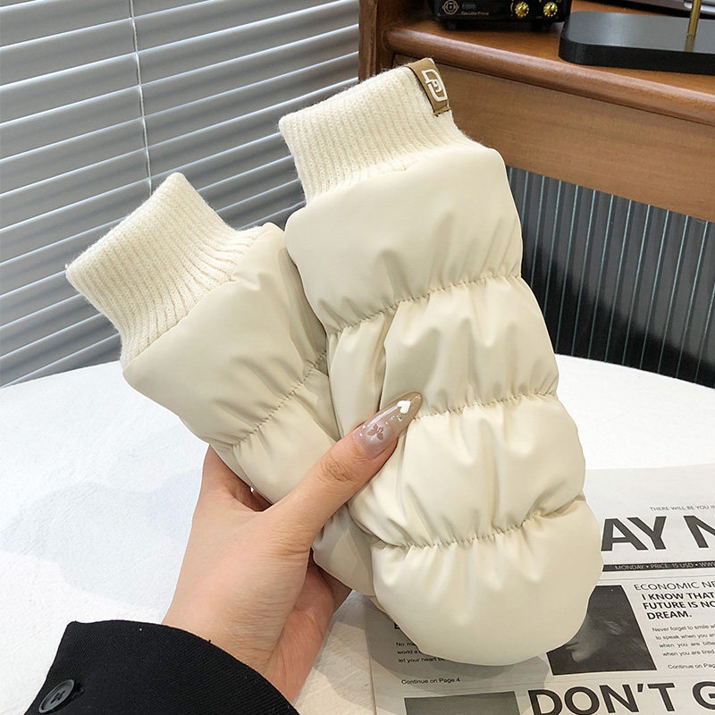 包指手套女士冬季加绒加厚骑行电动车防风防寒防水羽绒棉滑雪手套