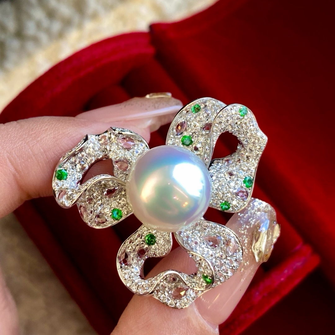 缎带元素澳白戒指12-13mm澳白正圆无暇品质镜面光天花板珠光