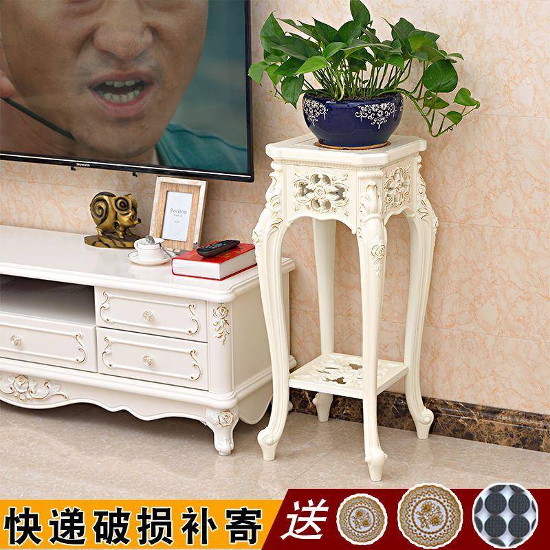 欧式花架雕花室内花盆架落地双层黄金葛架子客厅白色花几简约盆景