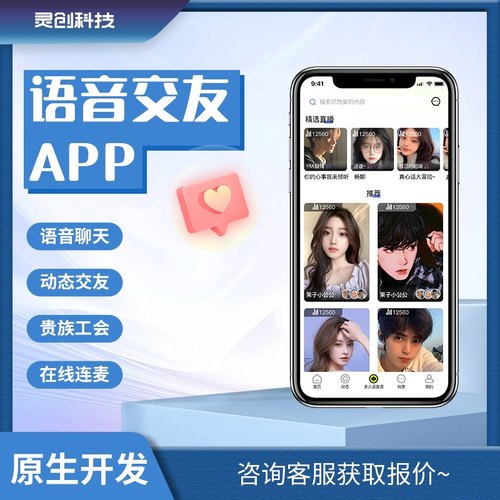 语音交友APP开发制作源码搭建语音房宝箱抽奖pk聊天厅语音陪玩 - 封面