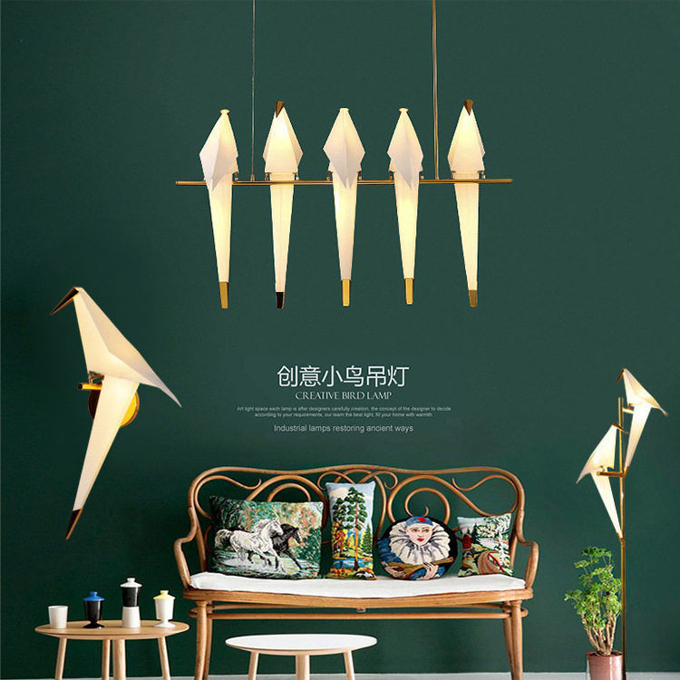 现代简约LED千纸鹤吊灯客厅卧室灯网红小鸟餐厅装饰灯具