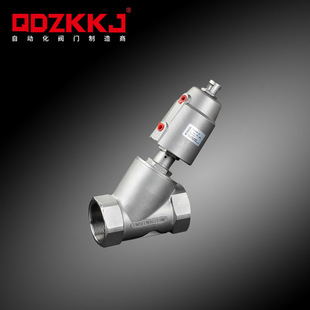 304不锈钢气动角座阀门Y型高温蒸汽自动气控DN15