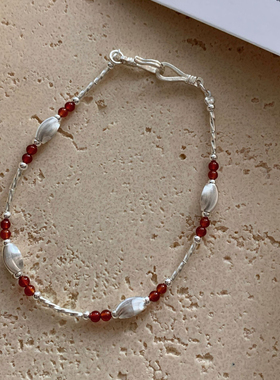 茶茶 红玛瑙流光手链/925纯银小众设计感红玛瑙流光手链