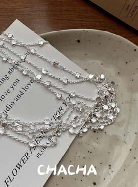 茶茶 S925纯银意大利进口闪光时尚包珠项链韩式时尚感简约锁骨链