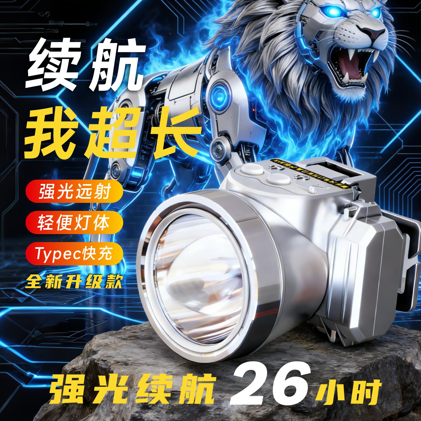 超长续航USB充电LED头灯头戴式强光远射进口锂电钓鱼灯家用手电筒