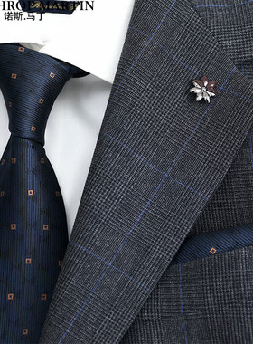 诺斯马丁真丝领带男士商务高档正装结婚新郎胸针英伦风礼物礼盒装