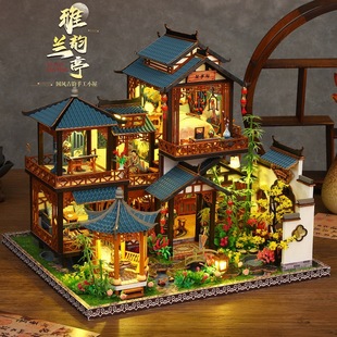 中式 佳特创意手工diy小屋雅韵兰亭拼装 古风微缩阁楼别墅模型摆件