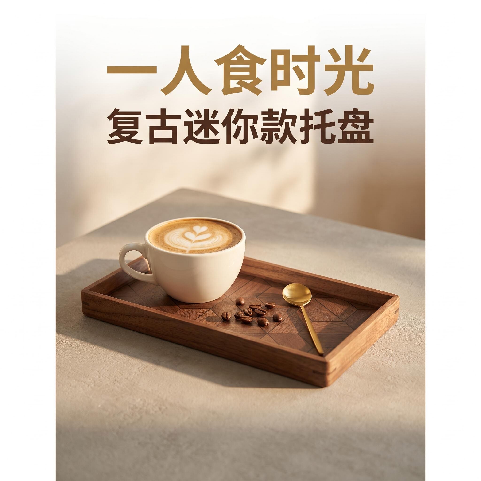 胡桃木复古长方形咖啡茶具托盘图片