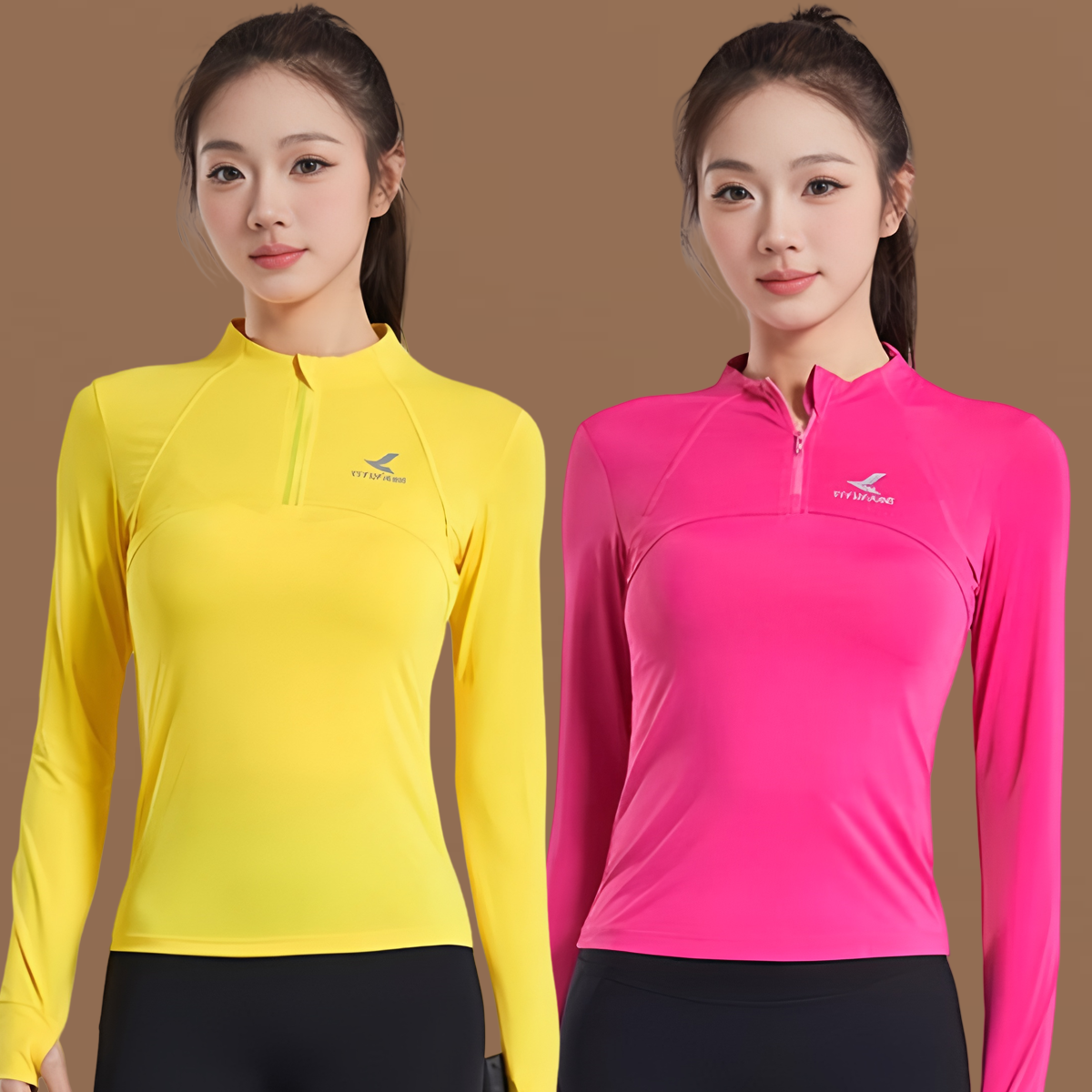 半拉链瑜伽服女长袖户外晨跑运动