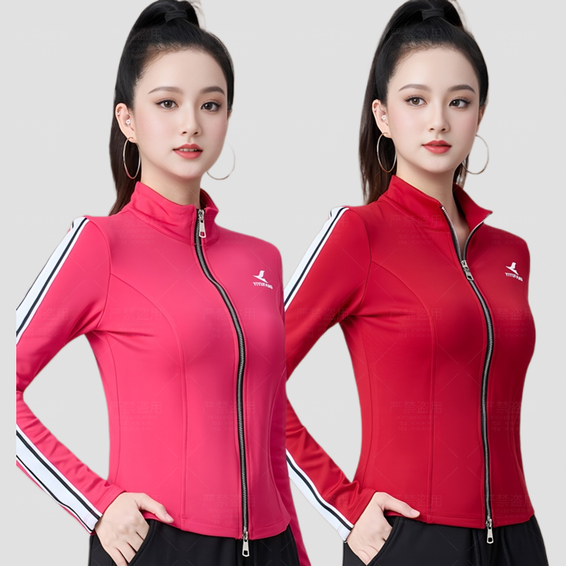 秋冬加绒新款立领全拉链显瘦运动上衣鬼步舞跳操服广场舞外套开衫