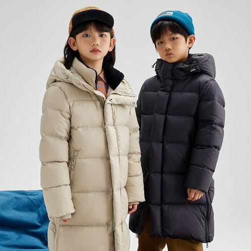 鹅小宝中长款加厚男女童羽绒服