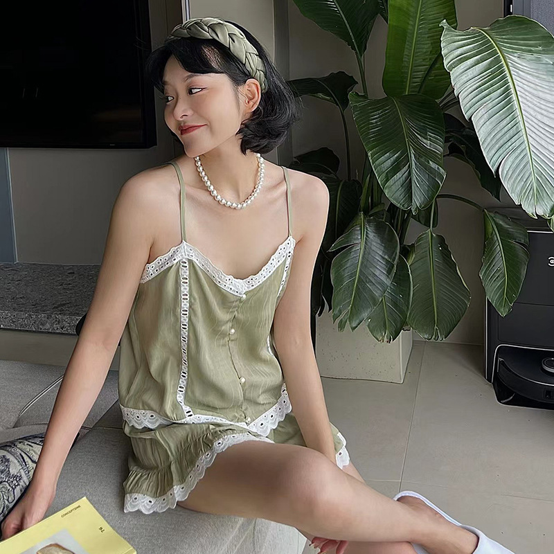 维安花密【漫野碎花】法式碎花睡衣女纯棉小吊带俩件套家居服