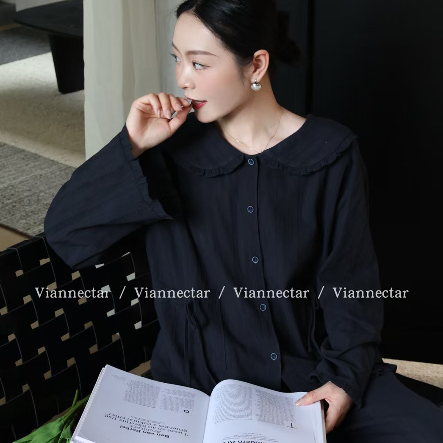 维安花密春秋款纯棉睡衣套装