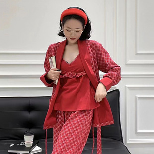 维安花密睡衣女薄绒少女网红风家居服俩件套装高级感气质秋冬显白