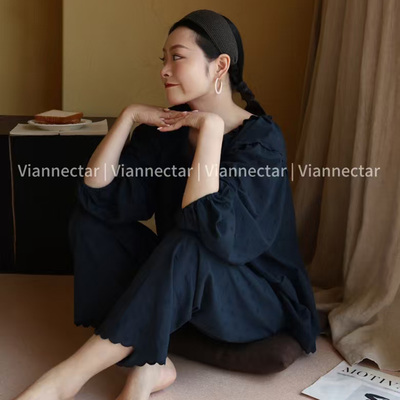 维安花密春秋款纯棉睡衣套装
