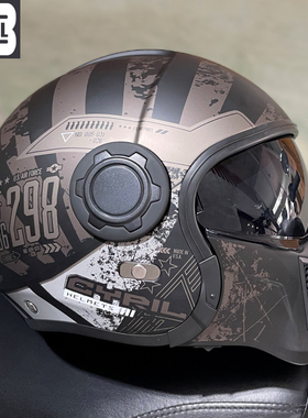 CYRIL赛罗哈雷复古男女摩托车头盔冬季半全盔黑武街霸组合盔机车