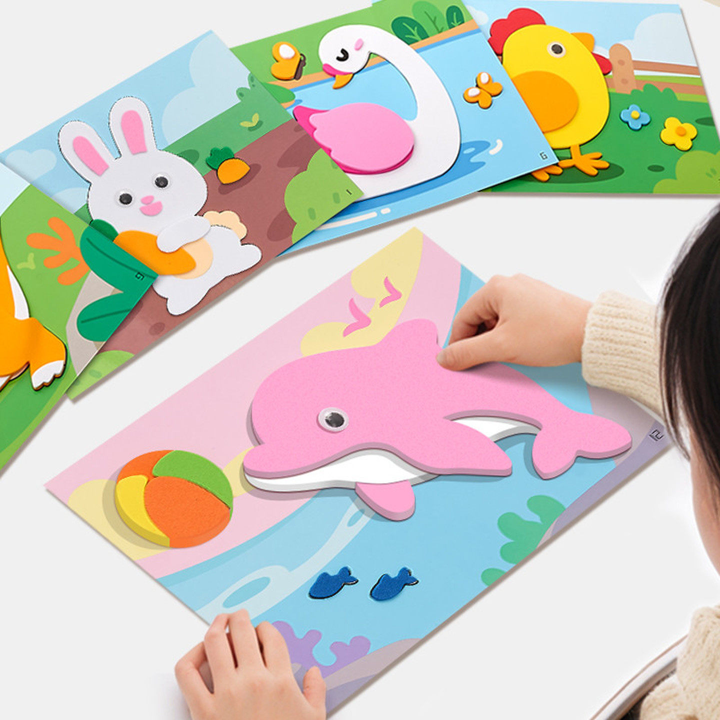 儿童手工diy立体贴画幼儿园男女孩益智粘贴纸制作材料包玩具自粘