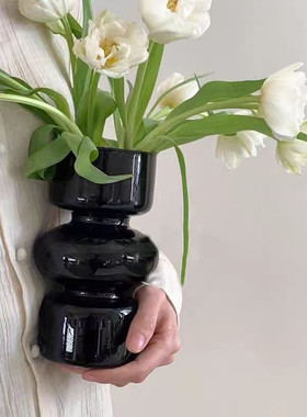 电视柜摆件高级感小摆件北欧玻璃白色花瓶ins风创意摆件