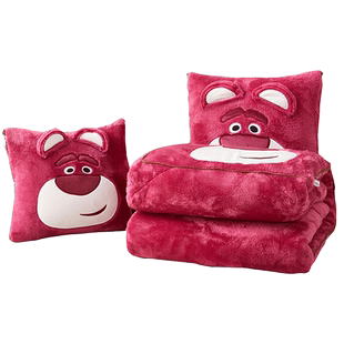 草莓熊抱枕被子史迪仔两用枕头午睡空调毯2023新款折叠靠枕可收纳