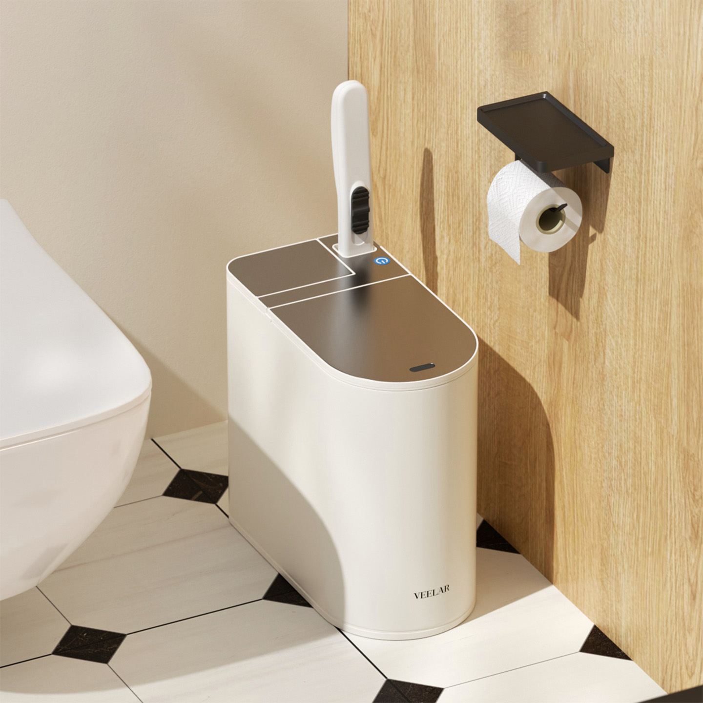 带一次性可替换头马桶刷以及智能感应垃圾桶