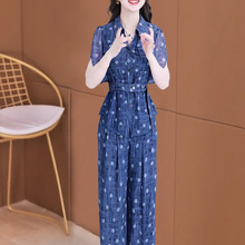 中年妈妈大码中国风职业套装女2025年夏季新款时尚干练两件套女夏