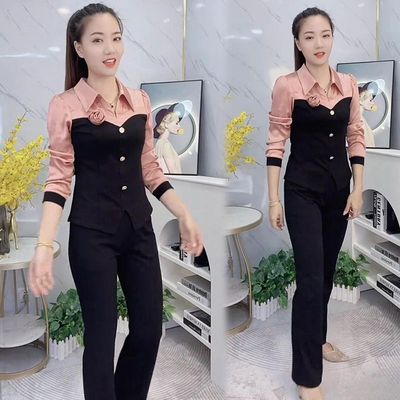 洋气两件套女秋季新款简约时尚轻奢气质高雅修身显瘦长裤套装女秋