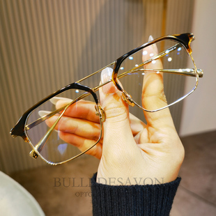 斯文男士大脸152mm眼镜框架纯钛双横梁可配近视度数防蓝光变色潮