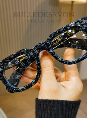 JMM时尚复古方形板材眼镜框架男女素颜网上配眼镜度数防蓝光变色