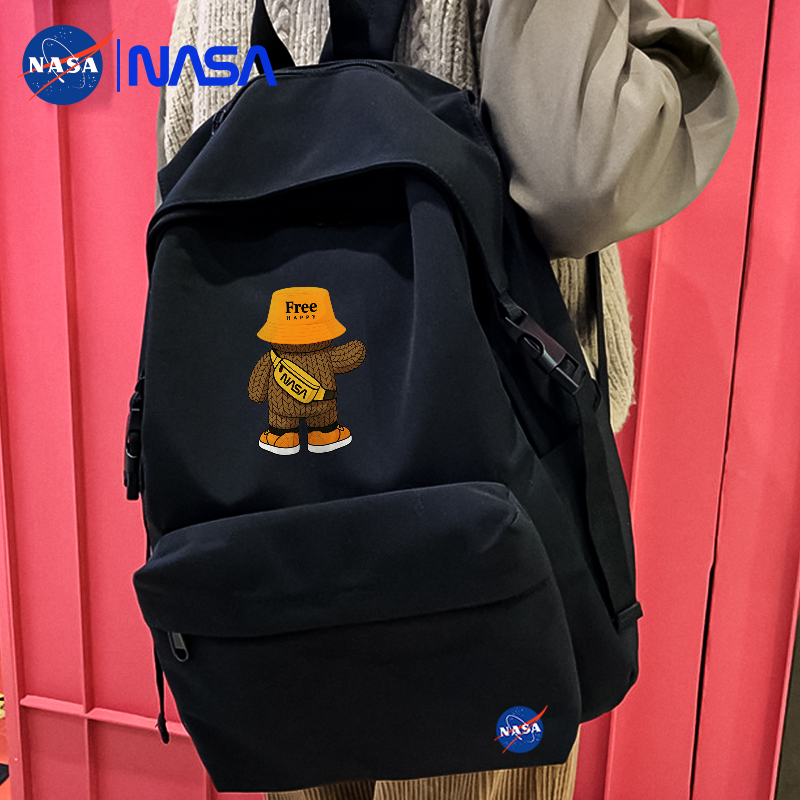 NASA联名小熊轻便双肩包男女背包ins外出防水中大学生逛街书包男